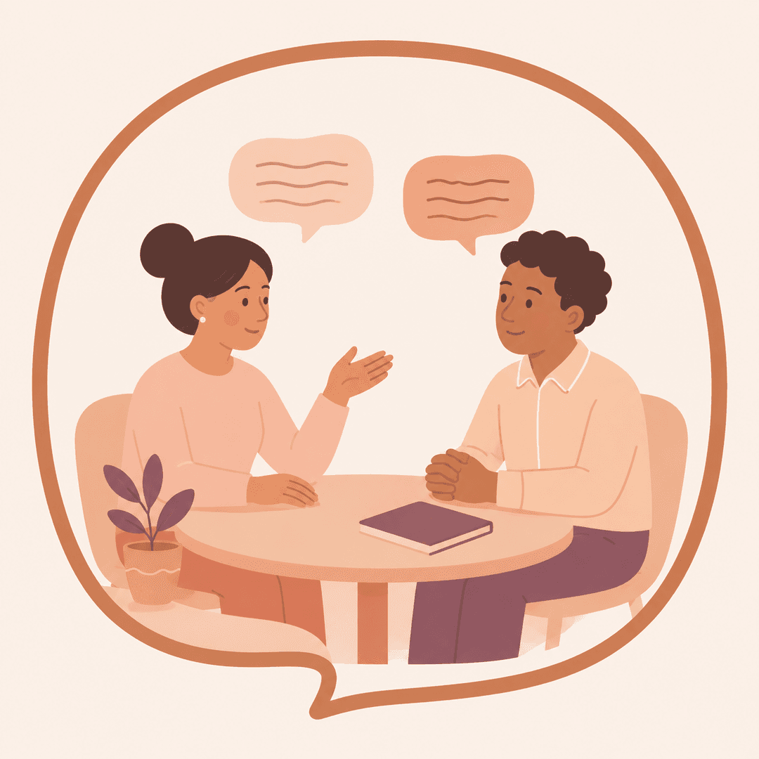 KindWhisper illustration about thoughtful conversation